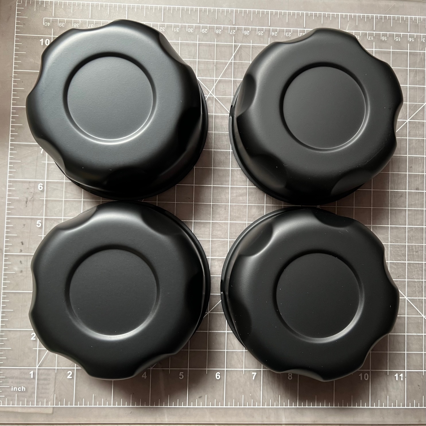 CAP006B CENTER CAPS : MATTE BLACK PUSH THRU CAPS (SET OF FOUR CAPS)